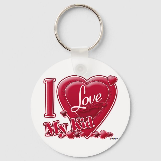 I Love My Kid red - heart Key Ring (Front)