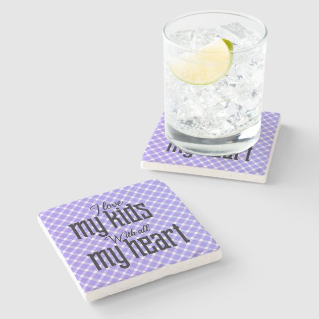 I Love My Kids With All My Heart Stone Coaster (Side)