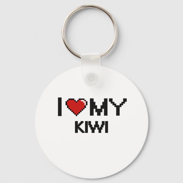 I Love My Kiwi Digital design Key Ring (Front)