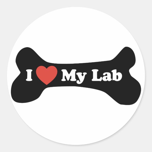 I Love My Lab - Dog Bone Classic Round Sticker (Front)