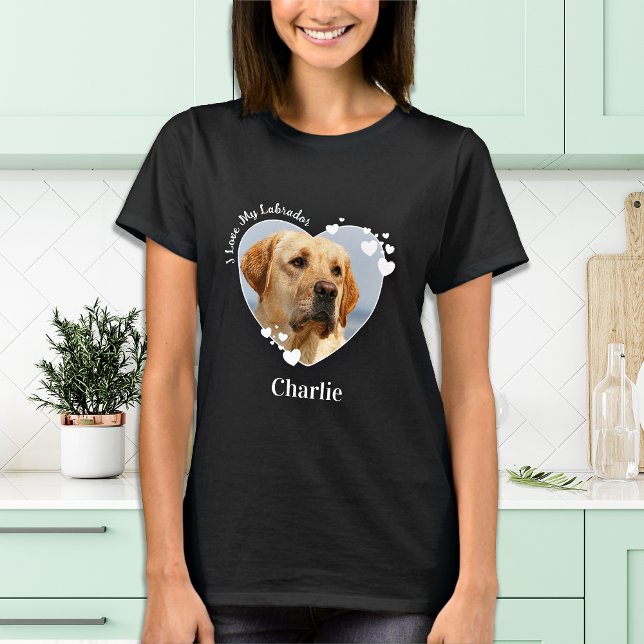 I Love My Labrador Custom Cute Heart Pet Dog Photo T-Shirt (Creator Uploaded)