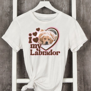 I Love My Labrador Custom Pink Heart Photo  T-Shirt
