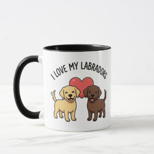 I Love My Labradors Mug – Cute Yellow & Chocolate