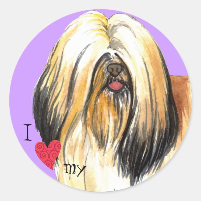 I Love my Lhasa Apso Classic Round Sticker (Front)