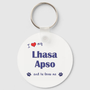 I Love My Lhasa Apso (Male Dog) Key Ring