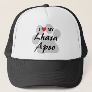 I Love My Lhasa Apso Pawprint Trucker Hat
