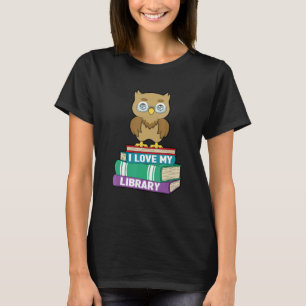 I Love My Library Cute Owl Readers Book T-Shirt