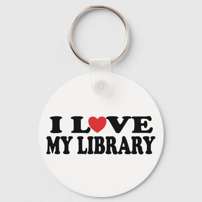I Love My Library Librarian Gift Key Ring (Front)