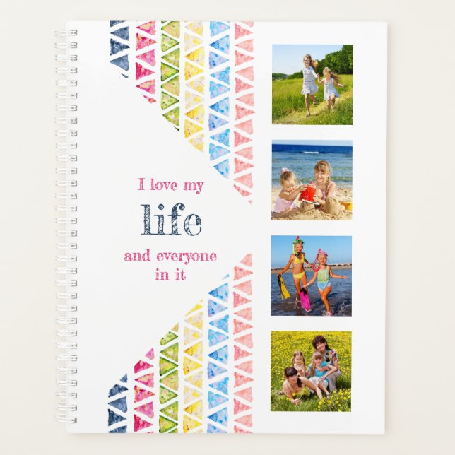I Love my Life Photo Collage - Colourful Watercolo Planner (Front)