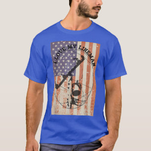 I LOVE MY LINEMAN + American Flag Linesman wife Te T-Shirt