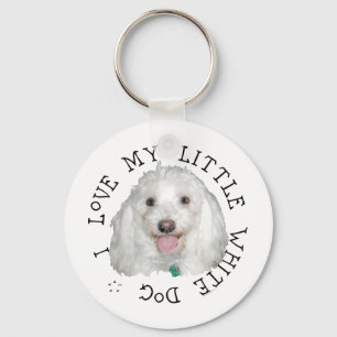 I Love My Little White (Rescue) Dog Key Ring