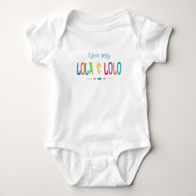I Love My Lola & Lolo Multicolor Fonts Baby Bodysuit (Front)