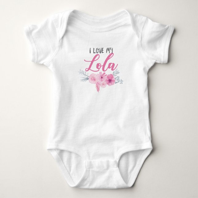I Love My Lola Pink Bouquet Baby Bodysuit (Front)