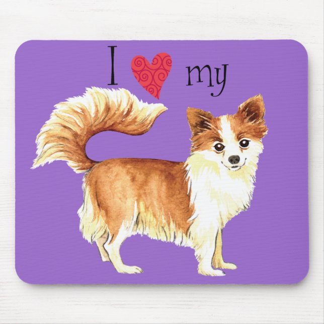 I Love my Long Coat Chihuahua Mouse Pad (Front)