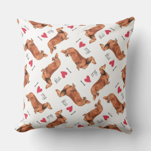 I Love my Longhaired Dachshund Outdoor Cushion