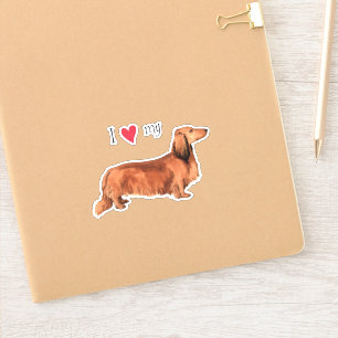 I Love my Longhaired Dachshund Vinyl Sticker