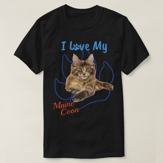 I Love My Maine Coon Best Cat Lover Paw Print ! T-Shirt (Design Front)