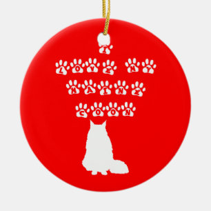 I Love My Maine Coon--White Text Ceramic Tree Decoration