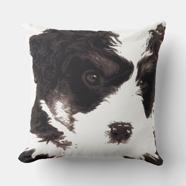 I Love My Maltese Black and White Puppy Dog Cushion (Front)