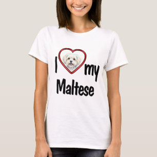 I Love My Maltese - Red Heart Your Dog's Photo T-Shirt