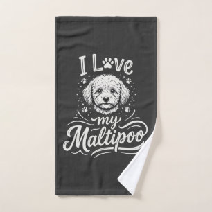 I Love My Maltipoo Dog Lover Hand Towel