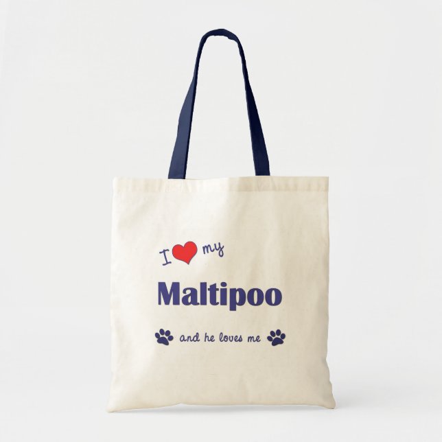 I Love My Maltipoo (Male Dog) Tote Bag (Front)