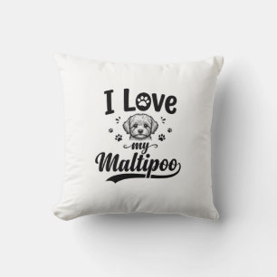 I Love My Maltipoo Vintage Engraving Dog Design_1 Cushion