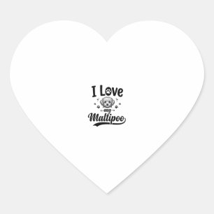 I Love My Maltipoo Vintage Engraving Dog Design_1 Heart Sticker