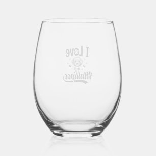 I Love My Maltipoo Vintage Engraving Dog Design_1 Stemless Wine Glass