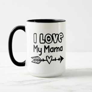 I Love My Mama Arrow Black Mug