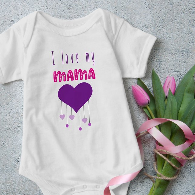 I love my Mama Bright Hearts Matching Mama Mini Baby Bodysuit (Creator Uploaded)
