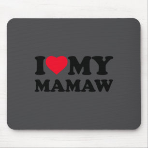 I Love My Mamaw Heart Grandma Family Long Sleeve Mouse Pad