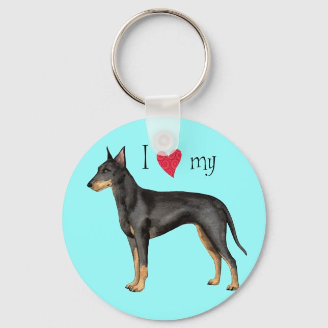 I Love my Manchester Terrier Key Ring (Front)