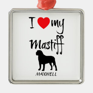 I Love My Mastiff Dog Metal Tree Decoration