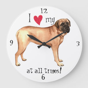 I Love my Mastiff Large Clock