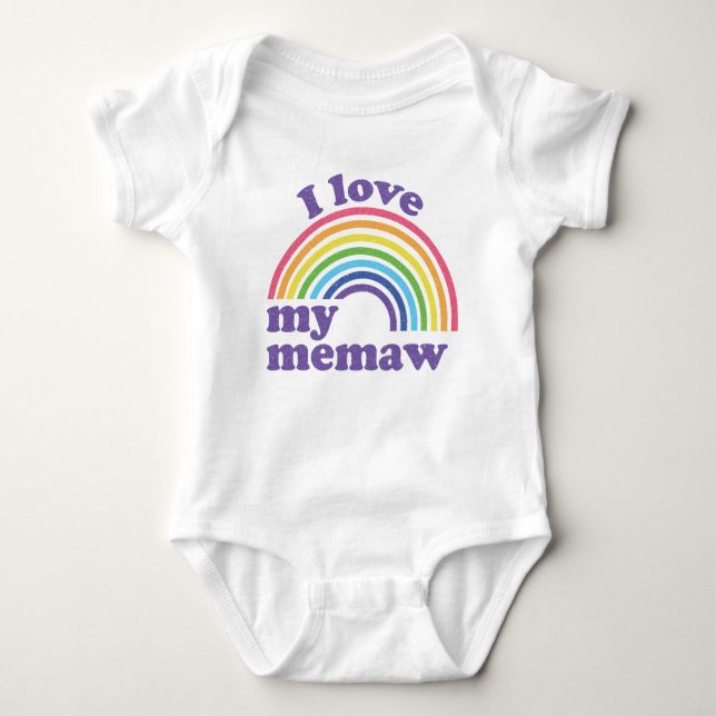 I Love My Memaw - Cute Rainbow  Baby Bodysuit (Front)