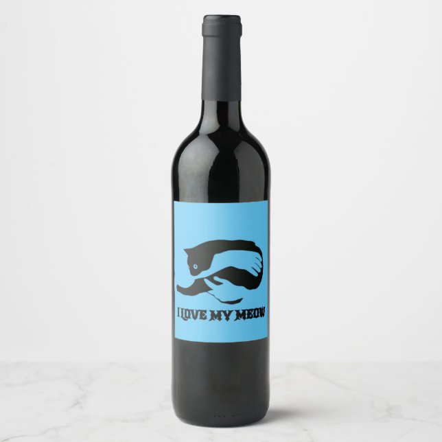 I love my meow wine label (Front)