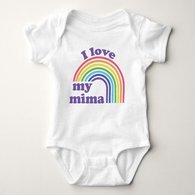 I Love My Mima - Cute Rainbow  Baby Bodysuit (Front)