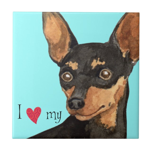 I Love my Min Pin Tile (Front)
