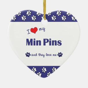 I Love My Min Pins (Multiple Dogs) Ceramic Tree Decoration