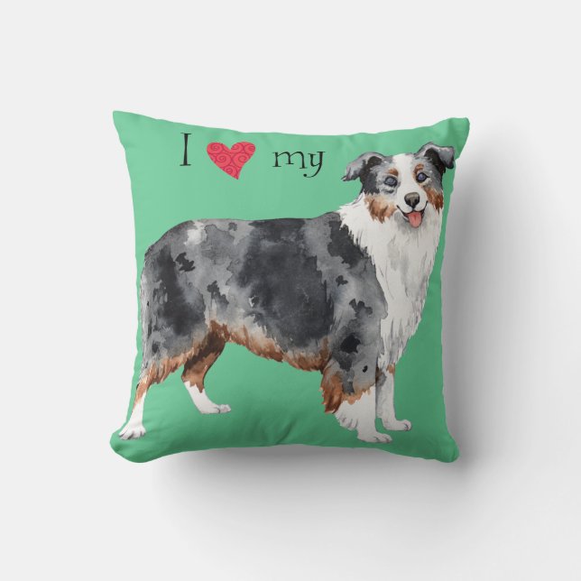I Love my Mini American Shepherd Cushion (Front)