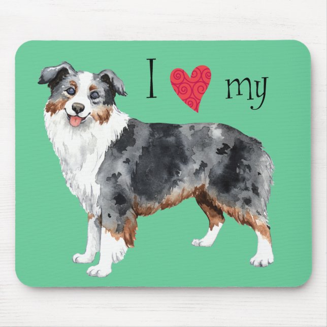 I Love my Mini American Shepherd Mouse Pad (Front)