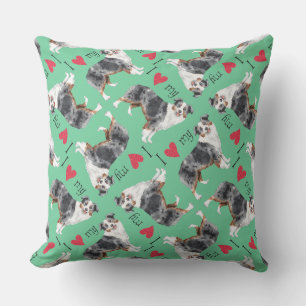 I Love my Mini American Shepherd Outdoor Cushion
