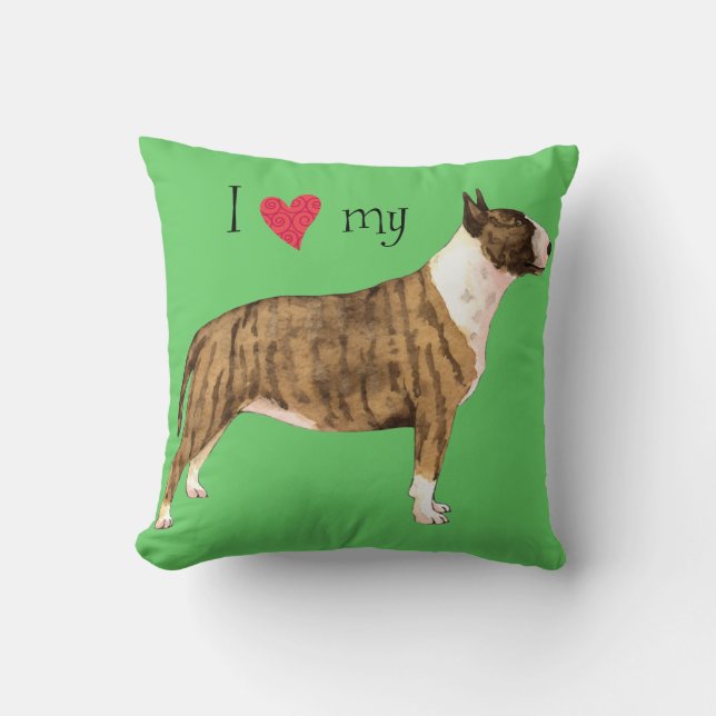 I Love my Mini Bull Terrier Cushion (Front)
