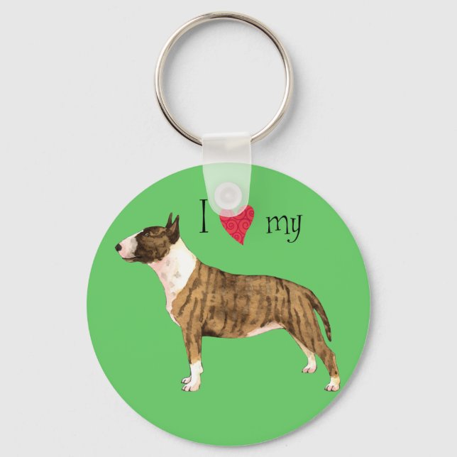 I Love my Mini Bull Terrier Key Ring (Front)