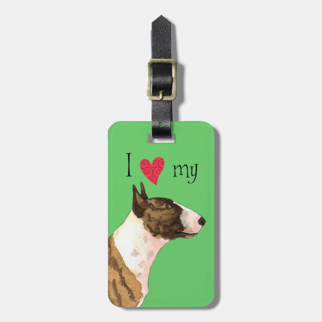 I Love my Mini Bull Terrier Luggage Tag (Front Vertical)