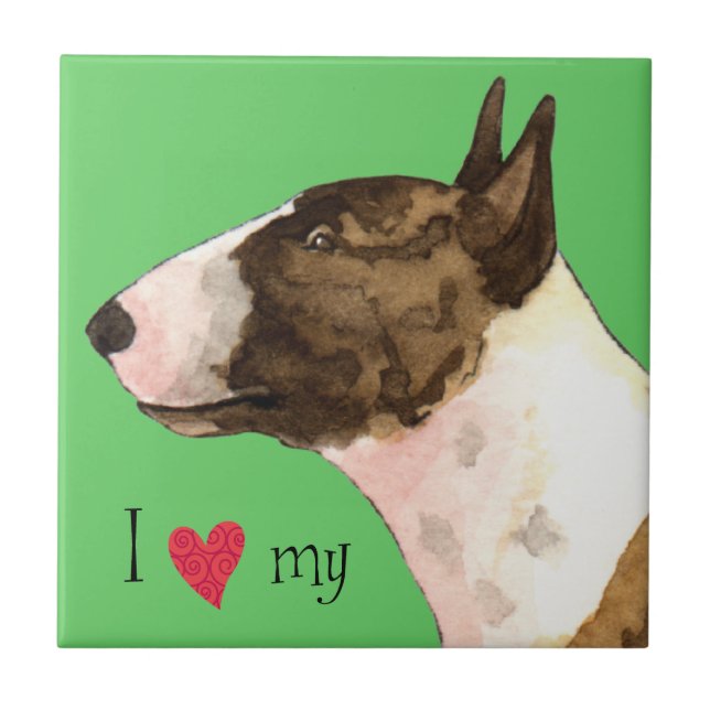 I Love my Mini Bull Terrier Tile (Front)