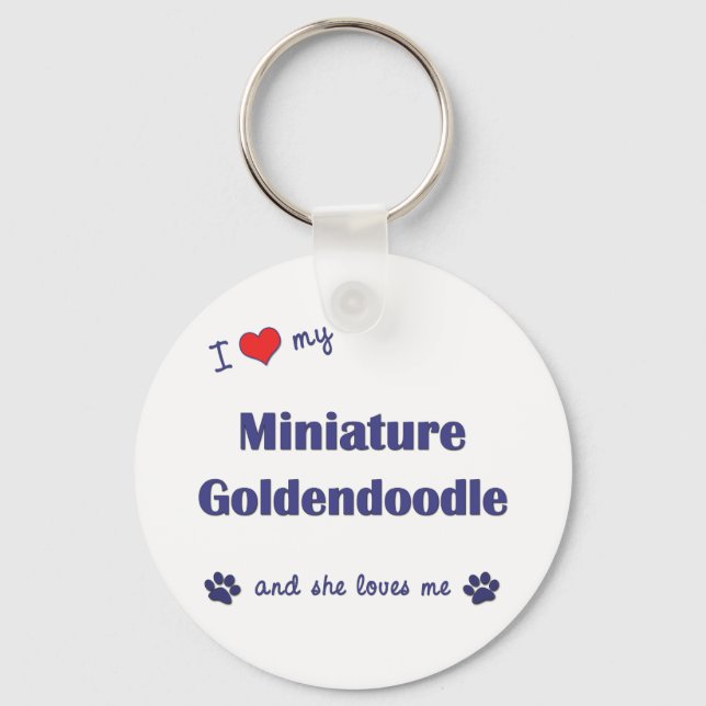 I Love My Miniature Goldendoodle (Female Dog) Key Ring (Front)