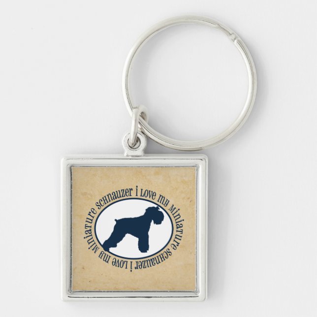 I Love My Miniature Schnauzer Key Ring (Front)