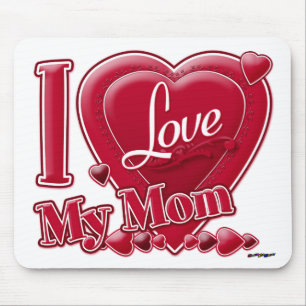 I Love My Mom red - heart Mouse Pad